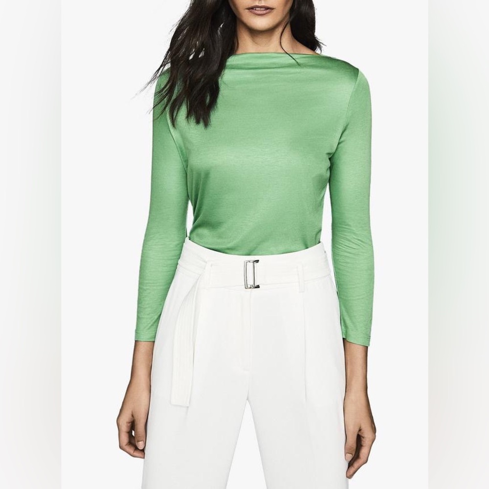 Reiss Marilyn Straight Neck Top, Green